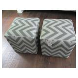 GRAY/WHITE CUBED FOOT STOOLS (2)