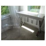 WHITE DESK W/ACRYLIC CHAIR