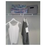 WOMEN TOP (2) STORAGE BOXES(3) GRAY SCARF