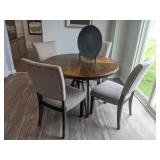 5PC-WOOD TABLE W/ METAL LEGS & 4 CHAIRS