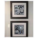BLACK AND BLUE FLOWERS WALL ART