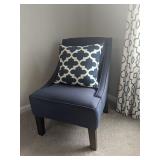 2PC-NAVY BLUE SIDE CHAIR WITH PILLOW