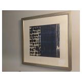 BLUE & CREAM LINEAR FRAMED WALL ART