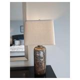 BROWN SIDE LAMP WITH SQUARE SHADE