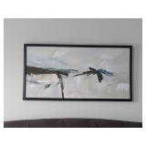 ABSTRACT BLUE, CREAM & BLACK WALL ART