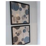 BLUE & BROWN DOTS WALL ART
