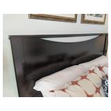 3PC-QUEEN/FULL DARK WOOD HEADBOARD & NIGHT STANDS