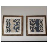 BLUE & CREAM ARABESQUE WALL ART
