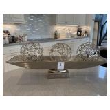 SILVER METAL DECO BOWL W/ORBS