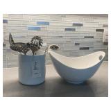 SALAD BOWL & CANISTER W/COOKING UTENSILS
