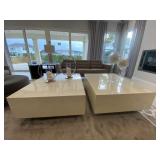 BEIGE LAQUER WOOD COFFEE TABLE