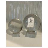 2PC CLEAR GLASS ORB DECO