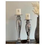 2PC SILVER CANDLE HOLDERS