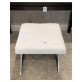 WHITE LEATHER BENCH