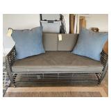 GRAY WICKER PATIO LOVE SEAT