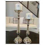 2PC SILVER CANDLE HOLDERS