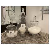 3PC GLASS BATHROOM DECO JARS