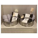 "HIS & HERS" MONOGRAMED BASKET W/TOWELS