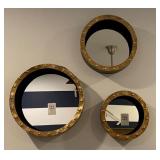 3PC ROUND WALL MIRROR DECO