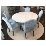 DINING TABLE & 5 UPHOSTERED CHAIRS