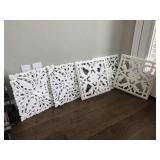 5 PC WHITE CARVED WOOD TILES