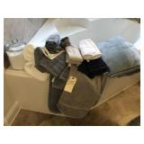 ASSORTED TOWELS, THROW & CANISTER