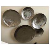 5 PC SILVER METAL WALL DISCS