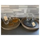 GLASS BOTTLES, BEVERAGE TRAYS, WINE GLASSES