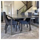 WOOD & METAL TABLE W/4-CHARCOAL GREY CHAIRS