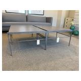 SILVER FAUX STONE & METAL COFFEE TABLES