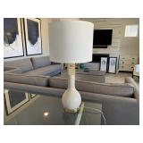IVORY & GOLD LAMP W/CREAM SHADE