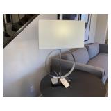 CHROME CIRCLE LAMP W/CREAM SHADE