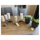 CANDLE HOLDER SET W/FAUX SUCCULENTS