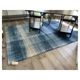 BLUE & WHITE PRINT "ABRASH" AREA RUG