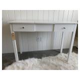 WHITE WOODEN VANITY W/ STORAGE