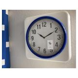 METAL WHITE AND BLUE WALL CLOCK