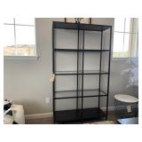 BLACK METAL/GLASS SHELVING UNIT