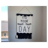 POTTERY BARN "ITS YOUR DAY" MACRAME HANGING