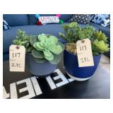 BLUE FAUX SUCCULENT PLANTERS