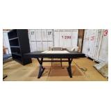 4PC-BLACK BOOKCASE & DESK W/TAUPE CHAIR