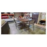 7PC-WOOD TABLE W/GREY "WHARTON" CHAIRS