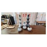 5PC-GREY & WHITE VASES