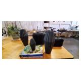 5PC-BLACK VASES & BOOKS