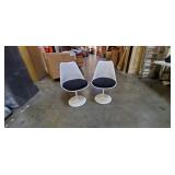 WHITE "ASTER" CHAIRS W/NAVY CUSHION