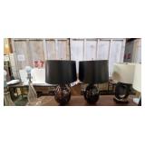 "DISTRESSED" LAMPS W/BLACK SHADE