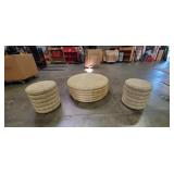3PC-CREAM WICKER TABLE & STOOLS