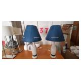 WHITE & BLUE LAMPS W/ROPE ACCENT