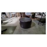 BROWN "CAMERICH" OTTOMAN W/WOOD TOP