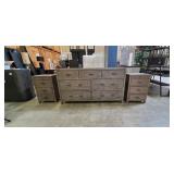 3PC-"RECLAIMED" WOOD DRESSER & NIGHTSTANDS