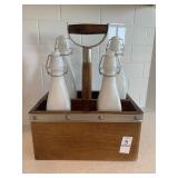 WOOD BOX W/ BOTTLES